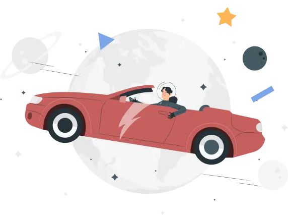 宇宙を運転する車イラスト